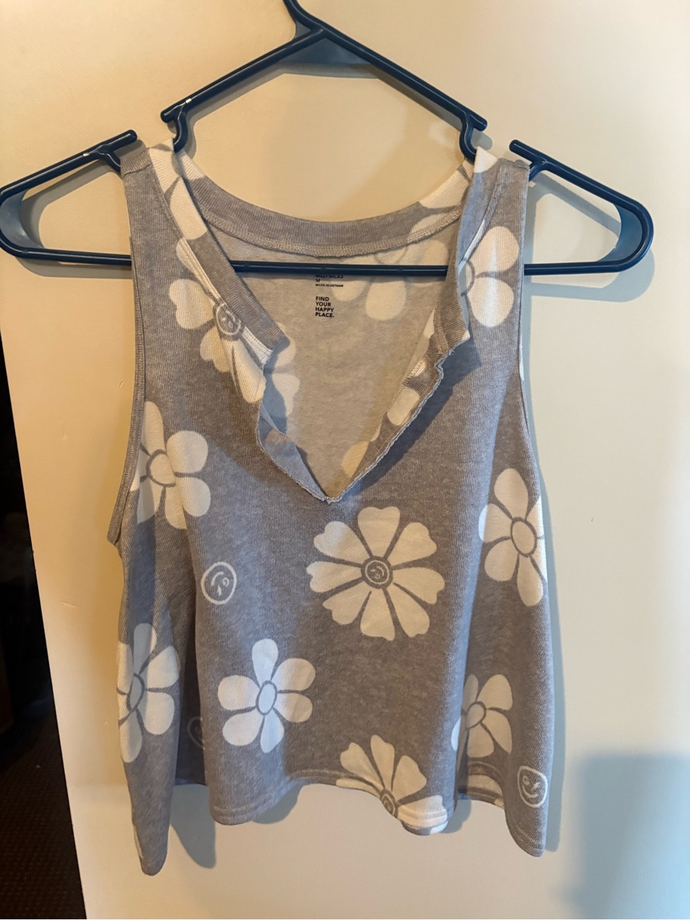 Gilly Hicks Gray Tank with White Daisy Print
